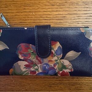 Patricia Nash Navy Floral Leather Wallet